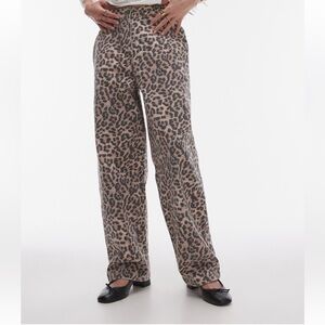 Topshop Leopard Print Boyfriend Jeans